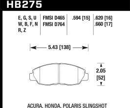 HAWK 98-00 Civic Coupe Si/01-06 Civic DX/EX/GX/HX/LX (Non Hatchback) HPS Street Front Brake Pads for Acura CL YA1