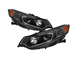 Spyder xTune 09-14 Acura TSX Projector Headlights - Light Bar DRL - Black (PRO-JH-ATSX09-LB-BK) for Acura ILX DE1