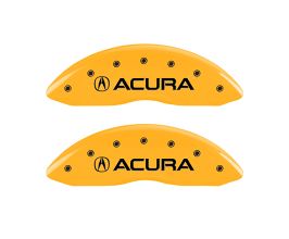MGP Caliper Covers 4 Caliper Covers Engraved Front & Rear Acura Yellow Finish Black Char 2017 Acura ILX for Acura ILX DE1
