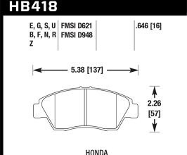 HAWK 02-06 RSX (non-S) Front / 03-09 Civic Hybrid / 04-05 Civic Si HPS Street Rear Brake Pads for Acura ILX DE1