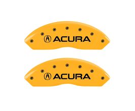 MGP Caliper Covers 4 Caliper Covers Engraved Front & Rear Acura Yellow Finish Black Char 2002 Acura RSX for Acura Integra Type-R DC5