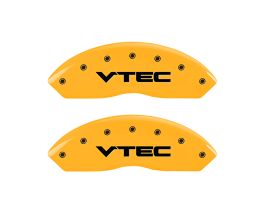 MGP Caliper Covers 4 Caliper Covers Engraved Front & Rear Vtech Yellow Finish Black Char 2004 Acura RSX for Acura Integra Type-R DC5