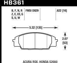 HAWK 02-06 Acura RSX / 06-11 Honda Si / 00-09 S2000 HT-10 Race Front Brake Pads for Acura Integra Type-R DC5
