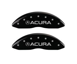 MGP Caliper Covers 4 Caliper Covers Engraved Front & Rear Acura Black Finish Silver Char 2017 Acura MDX for Acura MDX YD3