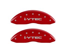 MGP Caliper Covers 4 Caliper Covers Engraved Front & Rear I-Vtec Red Finish Silver Char 2017 Acura MDX for Acura MDX YD3
