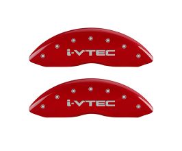 MGP Caliper Covers 4 Caliper Covers Engraved Front & Rear i-Vtec Red finish silver ch for Acura MDX YD3