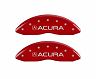 MGP Caliper Covers 4 Caliper Covers Engraved Front Acura Engraved Rear MDX Red finish silver ch for Acura MDX