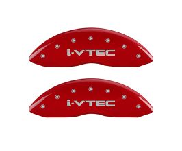 MGP Caliper Covers 4 Caliper Covers Engraved Front & Rear I-Vtec Red Finish Silver Char 2016 Acura RDX for Acura RDX TB3