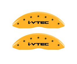 MGP Caliper Covers 4 Caliper Covers Engraved Front & Rear I-Vtec Yellow Finish Black Char 2017 Acura RDX for Acura RDX TB3