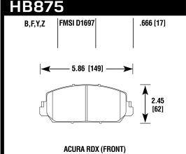 HAWK 2013 - 2018 Acura RDX DTC-60 Race Front Brake Pads for Acura RDX TB3