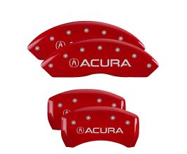 MGP Caliper Covers 4 Caliper Covers Engraved Front & Rear Acura Red Finish Silver Char 2019 Acura RDX for Acura RDX TC1