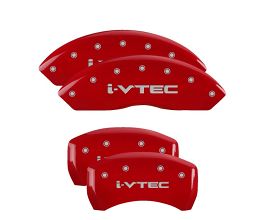 MGP Caliper Covers 4 Caliper Covers Engraved Front & Rear I-Vtec Red Finish Silver Char 2019 Acura RDX for Acura RDX TC1