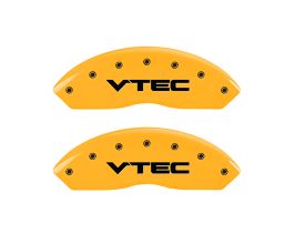 MGP Caliper Covers 4 Caliper Covers Engraved Front & Rear Vtech Yellow finish black ch for Acura TL UA8