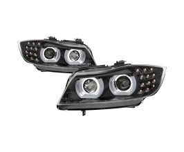 Spyder 09-12 BMW E90 3-Series 4DR Projector Headlights Halogen - LED - Black - PRO-YD-BMWE9009-BK for BMW 3-Series E9