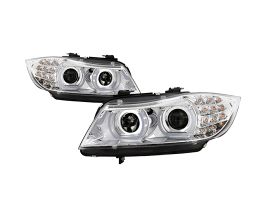 Spyder 09-12 BMW E90 3-Series 4DR Projector Headlights Halogen - LED - Chrome - PRO-YD-BMWE9009-C for BMW 3-Series E9