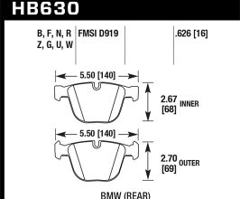 HAWK 04-10 BMW 535i/545i/550i / 04-10 645Ci/650i /02-09 745i/745Li/750 HP+ Street Brake Pads for BMW 5-Series E6