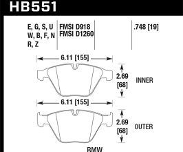 HAWK 07-09 BMW 335d/335i/335xi / 08-09 328i/M3 Blue 9012 Race Front Brake Pads for BMW 5-Series F