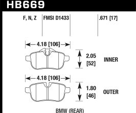 HAWK 09-12 BMW Z4 Performance Ceramic Rear Street Brake Pads for BMW Z-Series E89