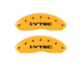 MGP Caliper Covers 4 Caliper Covers Engraved Front & Rear I-Vtec Yellow Finish Black Char 2007 Honda Accord for Honda Accord 7