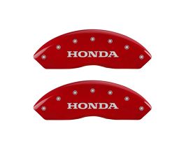 MGP Caliper Covers 4 Caliper Covers Engraved Front & Rear Honda Red finish silver ch for Honda Accord 7