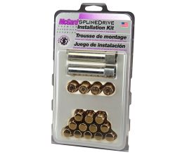 McGard SplineDrive Tuner 4 Lug Install Kit w/Locks & Tool (Cone) M12x1.5 / 13/16 Hex - Gold (CS) for Honda Accord 7