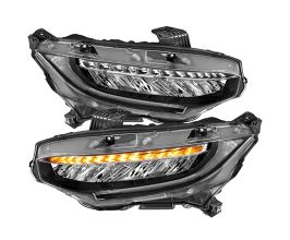 Anzo 16-17 Honda Civic Projector Headlights Plank Style Black w/Amber/Sequential Turn Signal for Honda Civic 10