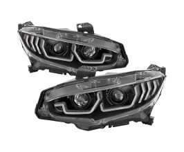 Spyder Honda Civic 16-18 2DR/4DR/Hatchback Headlight Black PRO-YD-HC16PL-SEQ-BK for Honda Civic 10