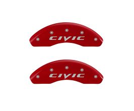 MGP Caliper Covers 4 Caliper Covers Engraved Front & Rear 2015 Honda Civic Red Finish Silver Characters for Honda Civic 10
