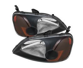 Spyder Xtune Honda Civic 01-03 2/4Dr Amber Crystal Headlights Black HD-JH-HC01-AM-BK for Honda Civic 7