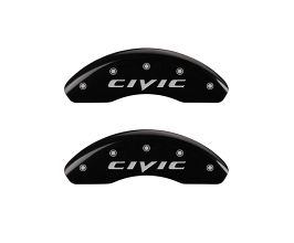 MGP Caliper Covers 4 Caliper Covers Engraved Front Civic Engraved Rear 2015/CIVIC Black finish silver ch for Honda Civic 7