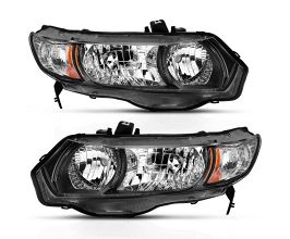 Anzo 2006-2009 Honda Civic 2 Door Crystal Headlight Black Amber (OE Replacement) for Honda Civic 8