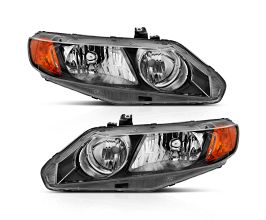 Anzo 2006-2011 Honda Civic 4 Door Crystal Headlight Black Amber (OE Replacement) for Honda Civic 8