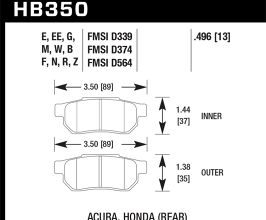 HAWK 1990-1993 Acura Integra GS HPS 5.0 Rear Brake Pads for Honda CR-X 2