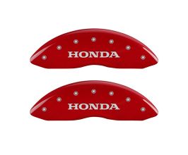 MGP Caliper Covers 4 Caliper Covers Engraved Front Honda Engraved Rear H Logo Red finish silver ch for Honda Pilot 3