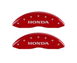 MGP Caliper Covers 4 Caliper Covers Engraved Front Honda Engraved Rear H Logo Red finish silver ch for Honda Pilot 3