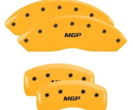 MGP Caliper Covers 4 Caliper Covers Engraved Front & Rear Yellow Finish Black Char 2010 Infiniti G37 for Infiniti Skyline V36