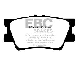 EBC 13+ Lexus ES300h 2.5 Hybrid Redstuff Rear Brake Pads for Lexus ES XV60