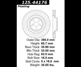 StopTech Lexus LS460 10-17 Front Left CryoStop High Carbon Rotor for Lexus LS XF40 Late