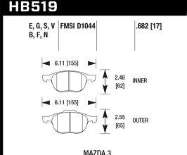 HAWK HPS 08-09 Mazda 3 / Ford/ Volvo HPS Street Front Brake Pads for Mazda Mazda3 BL