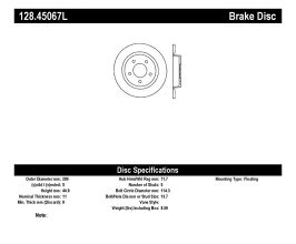 StopTech StopTech 04-10 Mazda3 Drilled Left Rear Rotor for Mazda Mazda3 BL