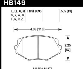 HAWK 94-05 Miata / 01-05 Normal Suspension HPS Street Front Brake Pads (D635) for Mazda Miata NA