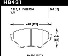 HAWK 01-05 Miata w/ Sport Suspension HT-10 Race Front Brake Pads D890 for Mazda Miata NB