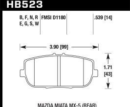 HAWK 06-10 Mazda Miata Mx-5 Rear HPS Sreet Brake Pads for Mazda Miata ND