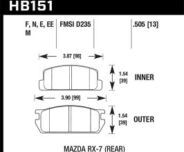 HAWK Mazda RX-7 Black Race Rear Brake Pads for Mazda RX-7 FC