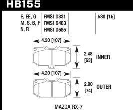 HAWK 90 Mazda RX-7 GXL/U  / 86-91 & 93-95 RX-7 HT-10 Race Front Brake Pads for Mazda RX-7 FC