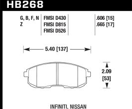 HAWK 03-04 G35/03-05 G35X/ 02-05 350z w/o Brembo DTC-60 Race Front Brake Pads for Nissan Altima L33