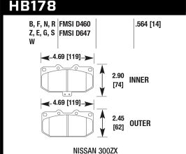 HAWK 89-96 Nissan 300ZX / 89-93 Skyline / 06-07 Subaru Impreza WRX DTC-30 Race Front Brake Pads for Nissan Fairlady Z32