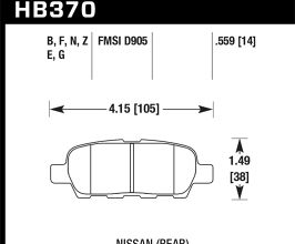 HAWK 03-07 350z / G35 / G35X w/o Brembo Performance Ceramic Street Rear Brake Pads for Nissan Fairlady Z33