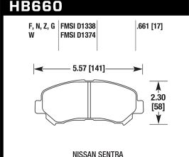 HAWK 09-10 Nissan Maxima / 08-10 Rogue / 07-09 Sentra SE-R / 10  Sentra SE-R M/T  HP+ Autocross Fron for Nissan Maxima A35