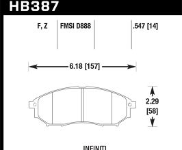 HAWK 06-09 350z/ 05-08 G35 w/o Brembo Performance Ceramic Street Front Brake Pads for Nissan Murano Z51